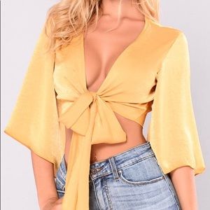 Fashion Nova Silky tie crop top